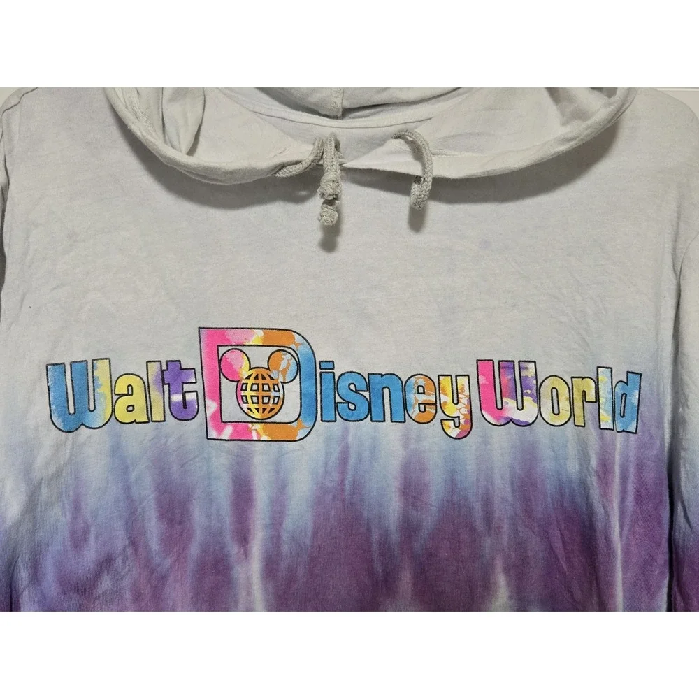 Walt‎ Disney World Long Sleeve Hooded Shirt Pullover Tie Dye Sz Small Rainbow